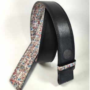 Ceinture reversible femme Motif chiné multicolore / Noir